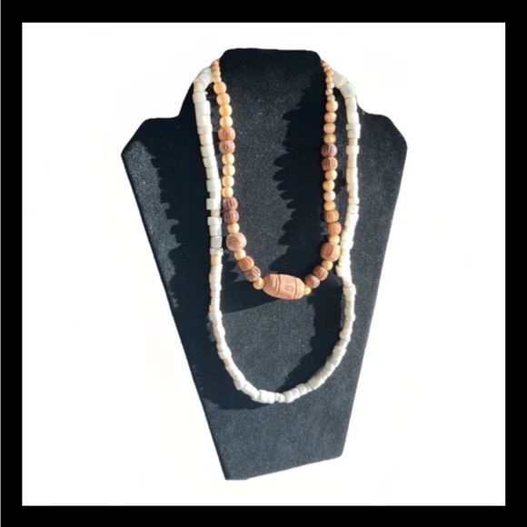 African Tribal Necklaces ~wood~clay~White Goomba Trade Beads - Picture 4 of 7